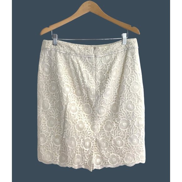 ANTONIO MELANI N- WOMEN WHITE LINE LACE BACK ZIP-UP CLOSURE SKIRT SIZE 14 - Picture 2 of 6